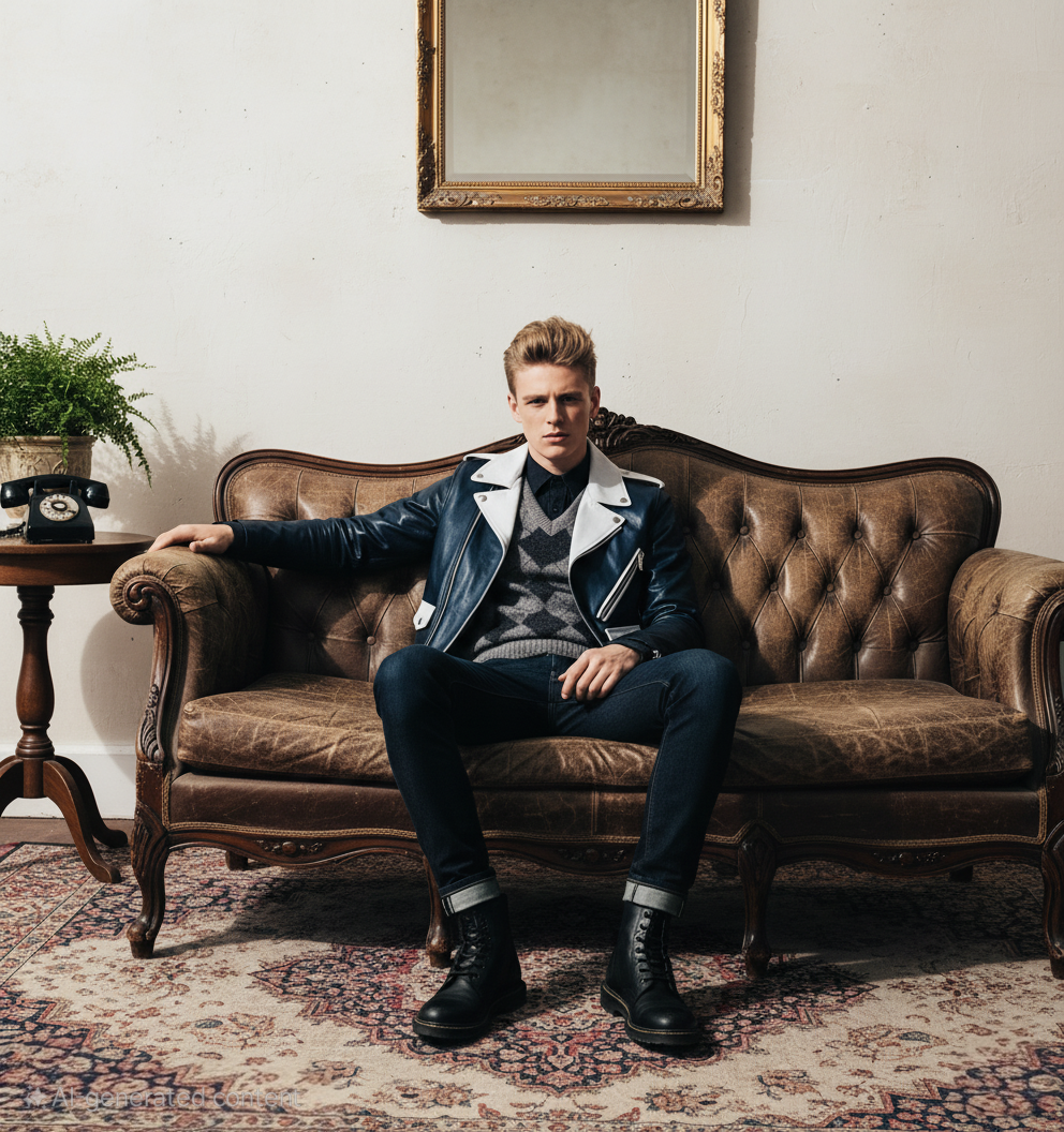 Black 'Pistol' biker jacket with white detail