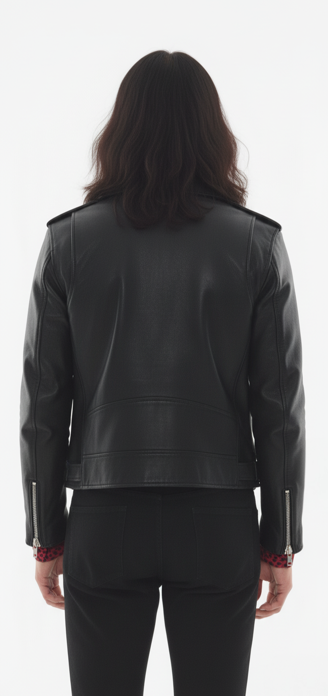 Men's Black leather 'classic' biker jacket