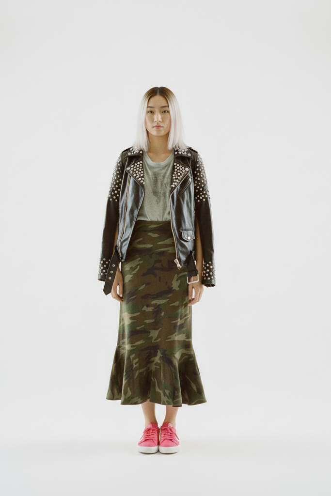 Women's studded 'bullet' leather biker jacket