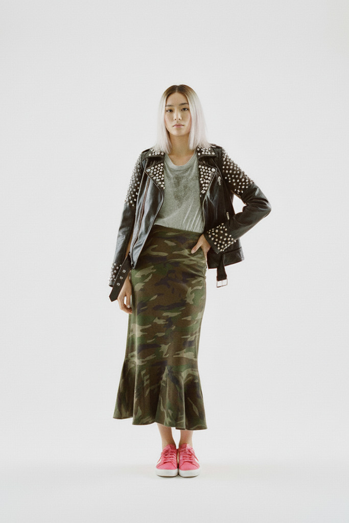 Women's studded 'bullet' leather biker jacket