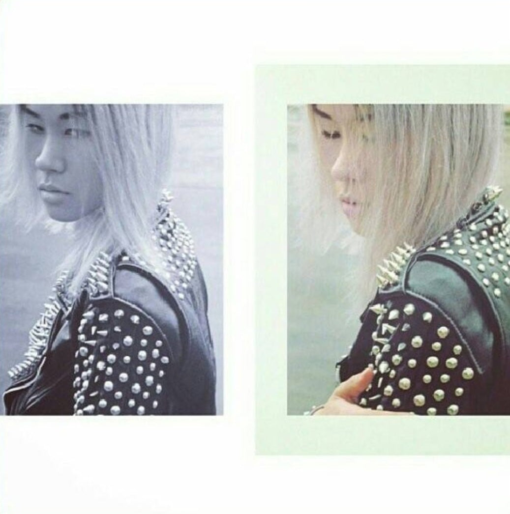 Women's studded 'bullet' leather biker jacket
