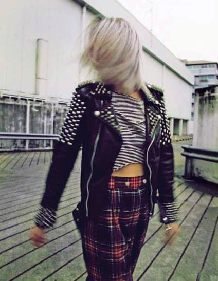 Women's studded 'bullet' leather biker jacket