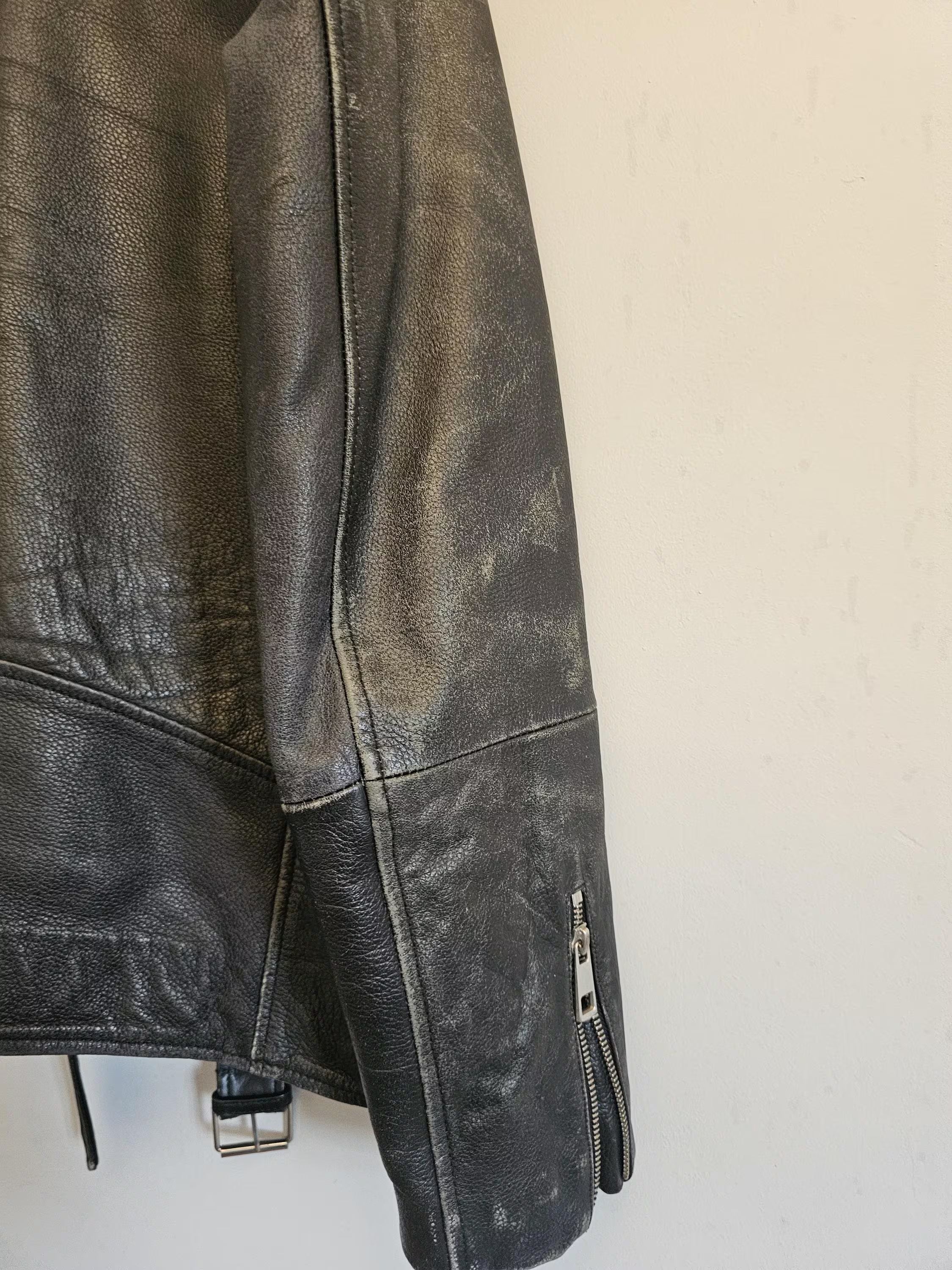 Distressed 'Dillon' Leather Biker Jacket