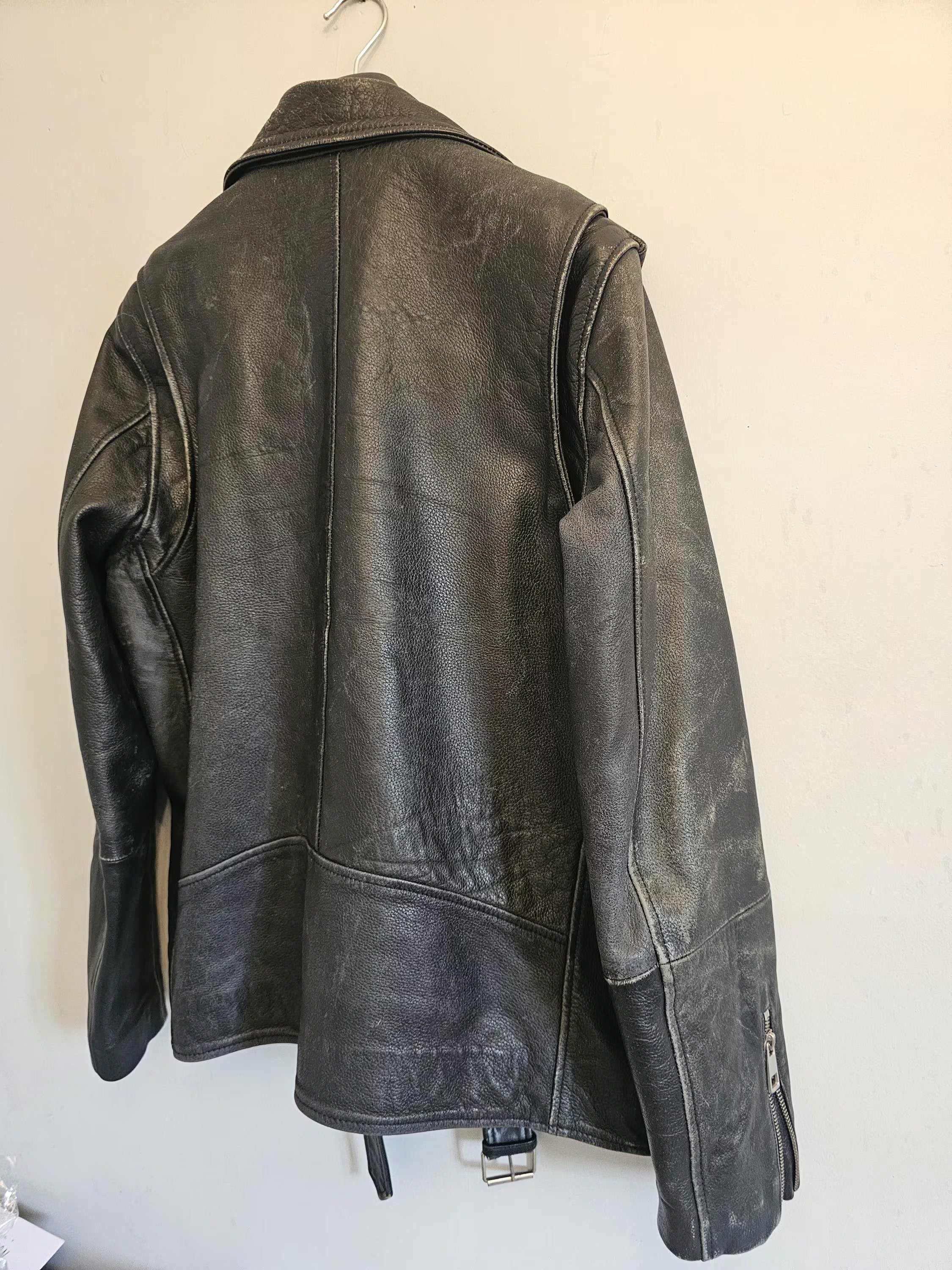Distressed 'Dillon' Leather Biker Jacket
