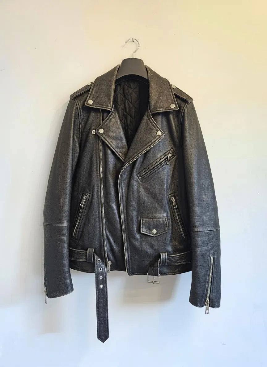 Distressed 'Dillon' Leather Biker Jacket