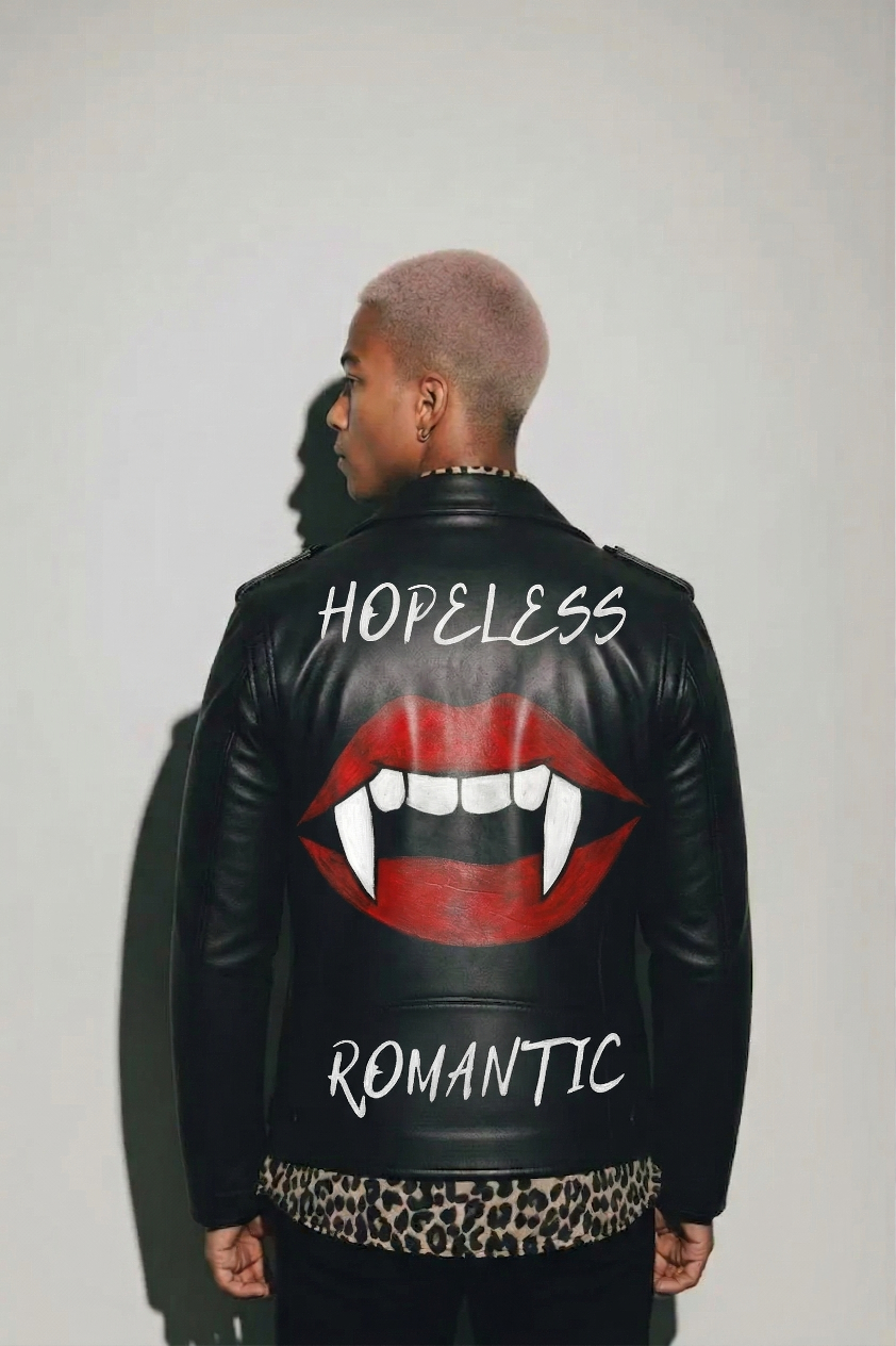 Leather 'Hopeless Romantic' Vampire biker jacket