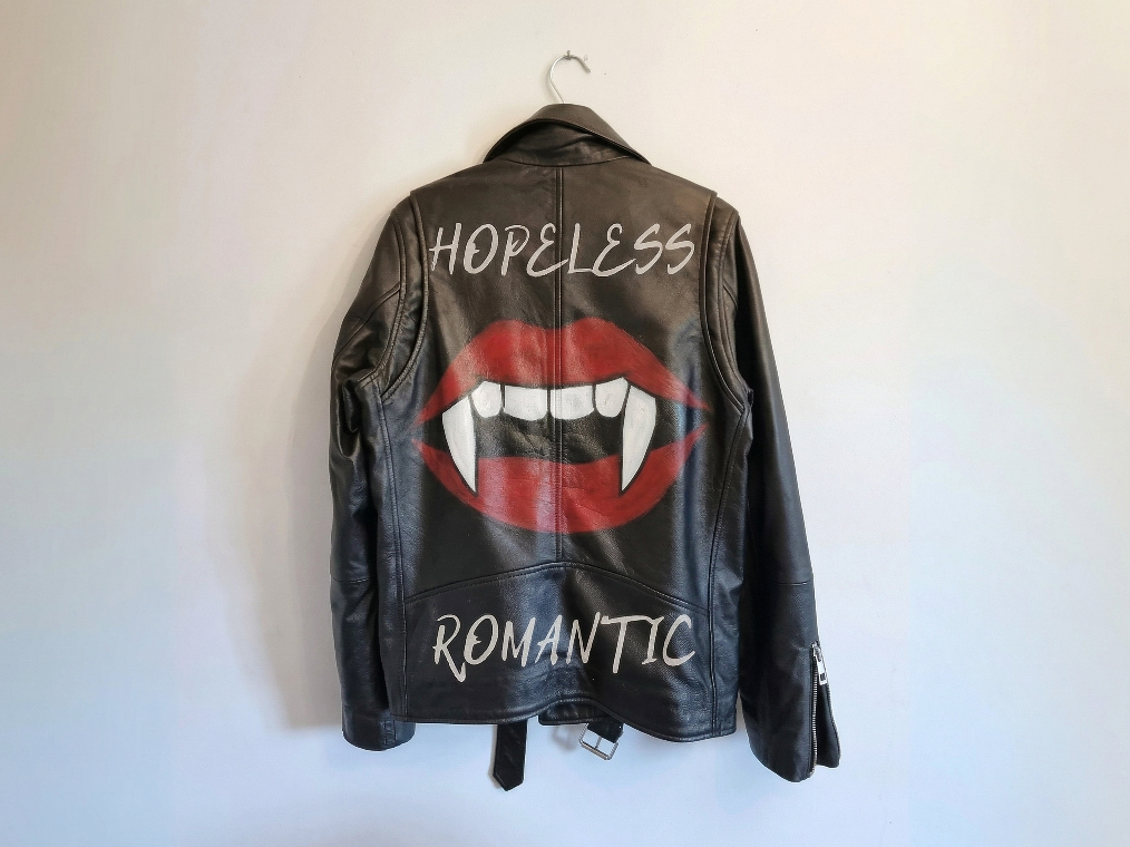 Leather 'Hopeless Romantic' Vampire biker jacket