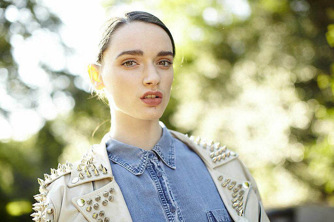 Women’s White Studded Leather Jacket